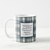 Denim Bleu Sage Vert Blanc Plaid Blessing Mug (Gauche)