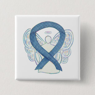 Denim Blue Angel Awareness Ribbon Custom Pins Vierkante Button 5,1 Cm