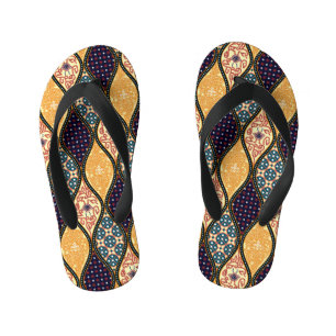 Denim Blue Art Nouveau: Naadloos Kinder Teenslippers