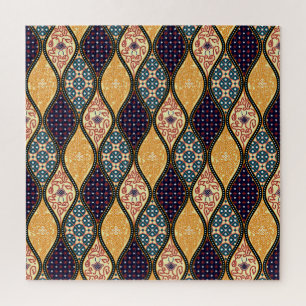 Denim Blue Art Nouveau: Naadloos Legpuzzel