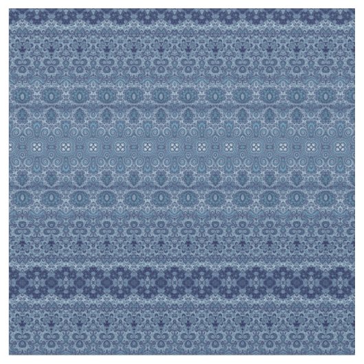 Denim Blue Bohemian Pattern Stof (Close Up)