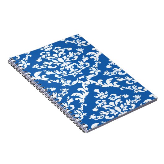 Denim Blue Bold Mod Damask Notitieboek (Rechterzijde)