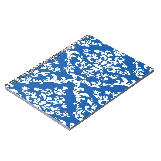 Denim Blue Bold Mod Damask Notitieboek (Linkerzijde)