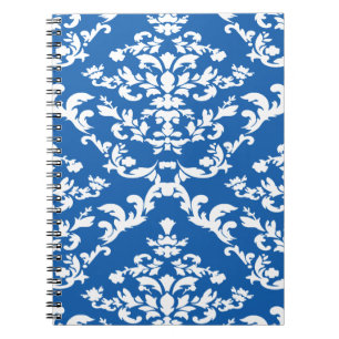 Denim Blue Bold Mod Damask Notitieboek