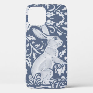 Denim Blue Bunny Rabbit Woodland Floral iPhone 12 Hoesje