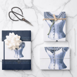 Denim Blue Bustier Inpakpapier Vel