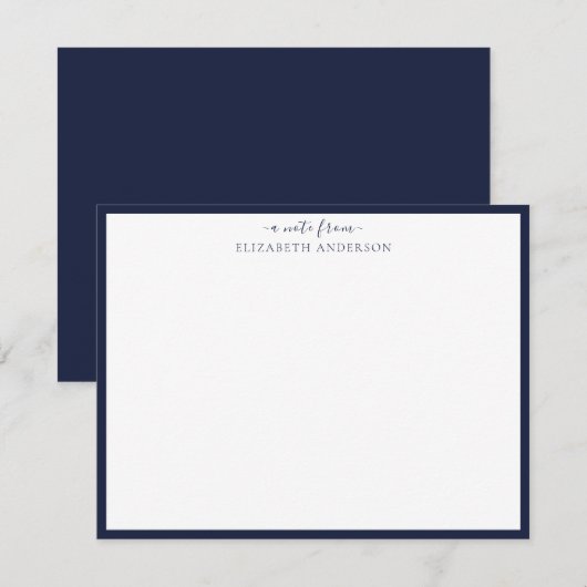 Denim Blue Classic Border Note Kaart Notitiekaartje (Voorkant / Achterkant)