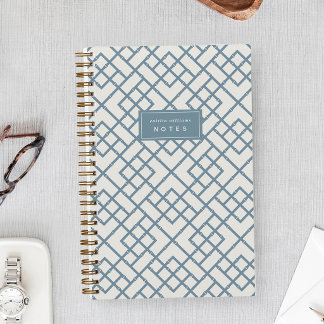 Denim Blue | Coastal Bamboo Trellis Personalized Notitieboek