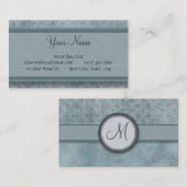 Denim Blue Coin Pattern met Monogram Visitekaartje (Voorkant / Achterkant)