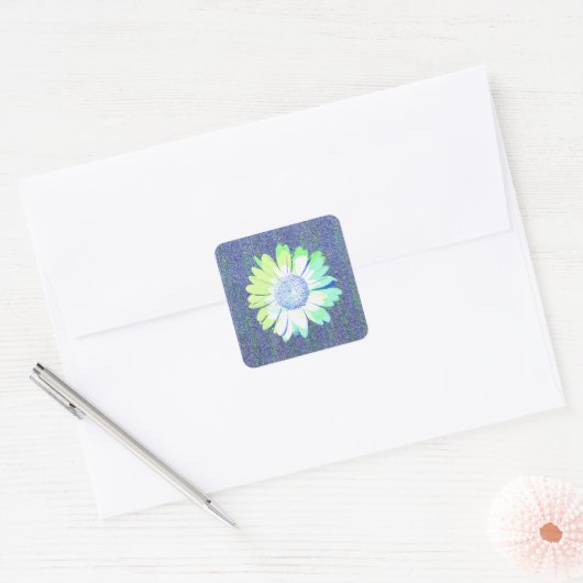 Denim Blue Daisy Flower Sticker (Envelop)