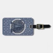 Denim Blue Decoratief Monogram Bagagelabel (ALL) (Voorkant horizontaal)