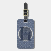 Denim Blue Decoratief Monogram "H" Bagagelabel (Voorkant verticaal)