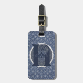 Denim Blue Decoratief Monogram "H" Bagagelabel
