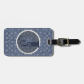 Denim Blue Decoratief Monogram "J" Bagagelabel (Voorkant horizontaal)