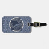 Denim Blue Decoratief Monogram "M" Bagagelabel (Voorkant horizontaal)