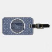 Denim Blue Decoratief Monogram "U" Bagagelabel (Voorkant horizontaal)