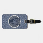 Denim Blue Decoratief Monogram "V" Bagagelabel (Voorkant horizontaal)