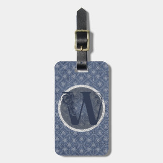 Denim Blue Decoratief Monogram "W" Bagagelabel