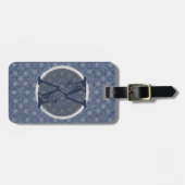 Denim Blue Decoratief Monogram "X" Bagagelabel (Voorkant horizontaal)