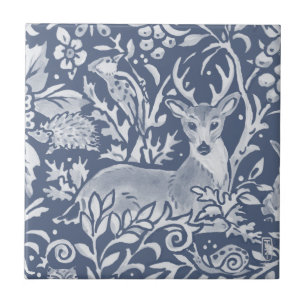 Denim Blue Deer Woodland Forest Animal Tegeltje