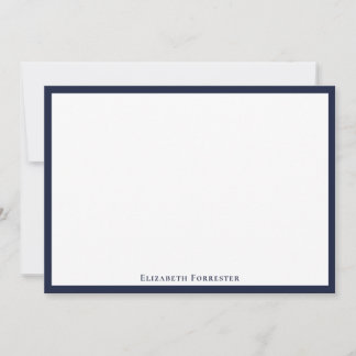 Denim Blue Elegant Modern Flat Note Card Notitiekaartje