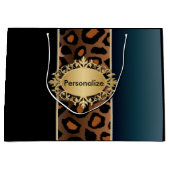 Denim Blue en Black Leopard Pattern Large Cadeautasje (Voorkant)