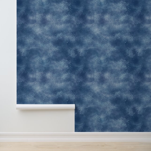 Denim Blue en Navy Waterverf Behang (Applicatie)