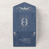 Denim Blue en White Tri Fold w Rsvp All In One Uitnodiging (Buitenkant)