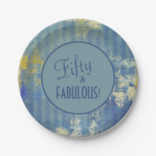  Denim Blue Fifty & FABULOUS! Birthday Papieren Bordje