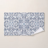 Denim Blue Floral Bad Handdoek (Handdoek)