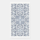 Denim Blue Floral Fancy Servet (Voorkant)