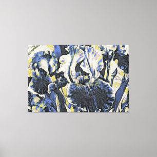 *~* Denim Blue IRIS Irissen  Bloemen TV2 Canvas Afdruk