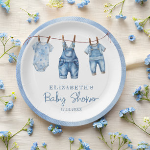 Denim Blue Jean Baby Boy Baby shower Papieren Bordje