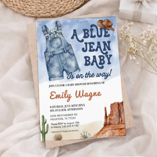 Denim Blue Jean Baby Shower Invitation