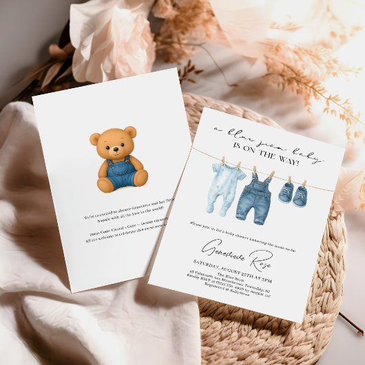 Denim Blue Jean Baby shower Kaart