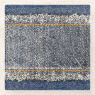 Denim Blue Jeans: Casual dubbele patch Glazen Onderzetter