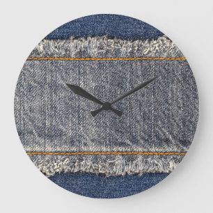 Denim Blue Jeans: Casual dubbele patch Grote Klok