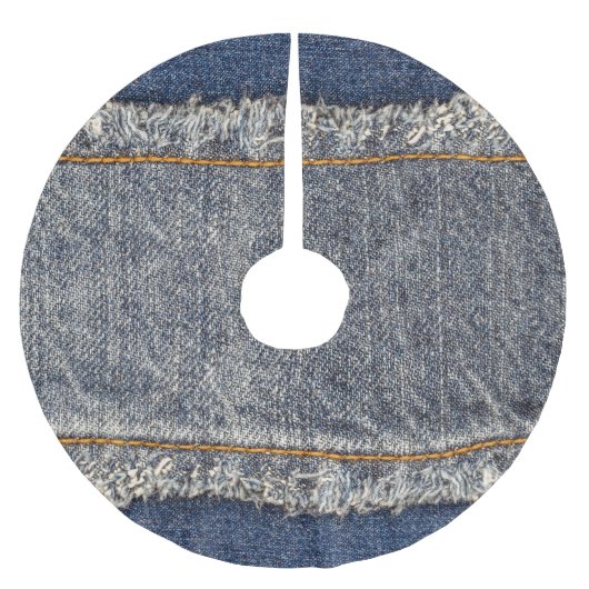 Denim Blue Jeans: Casual dubbele patch Kerstboom Rok (Voorkant)