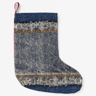 Denim Blue Jeans: Casual dubbele patch Kleine Kerstsok