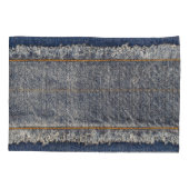 Denim Blue Jeans: Casual dubbele patch Kussensloop (Achterkant)