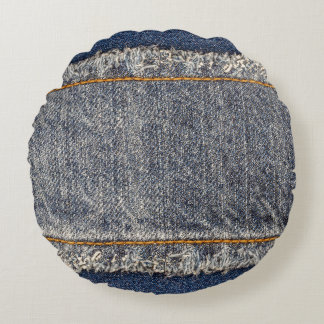 Denim Blue Jeans: Casual dubbele patch Rond Kussen
