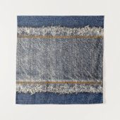 Denim Blue Jeans: Casual dubbele patch Wandkleed (Voorkant)