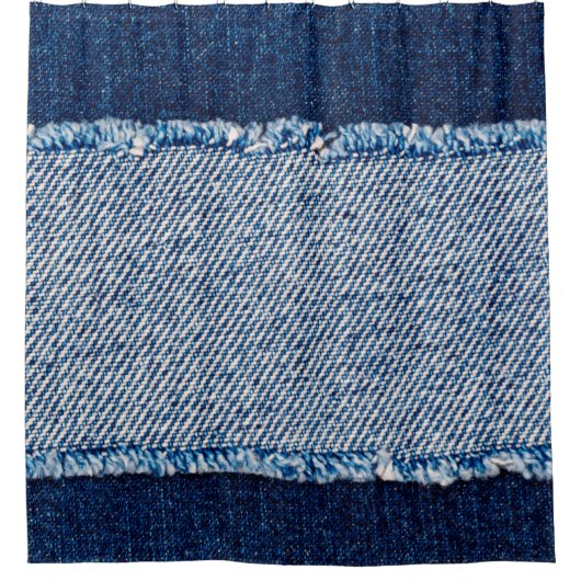 Denim blue jeans fabric frame. Bleached denim fabr Douchegordijn (Voorkant)