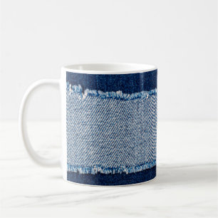 Denim Blue jeans fabric lijst. gebleekte denim fab Koffiemok