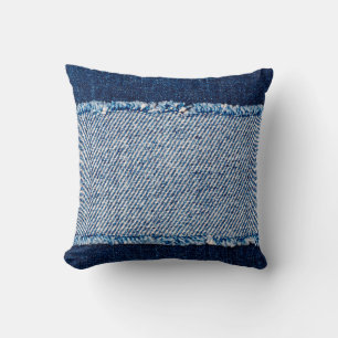 Denim Blue jeans fabric lijst. gebleekte denim fab Kussen