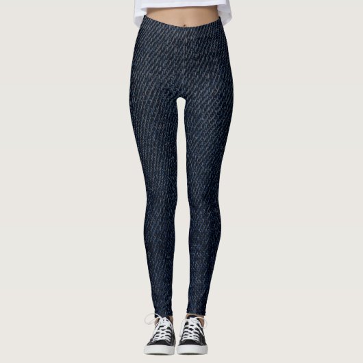 Denim Blue Jeans Faux Navy Leggings (Voorkant)