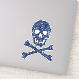 Denim Blue Jeans Stijl Schedel Crossbones Glimlach Sticker