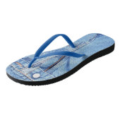 Denim blue jeans zipper teenslippers (Schuin)