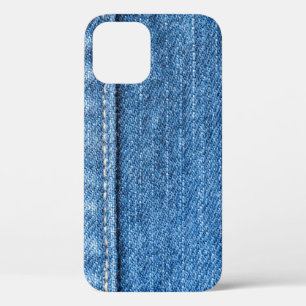 Denim Blue: klassieke jeans textuur. iPhone 12 Hoesje