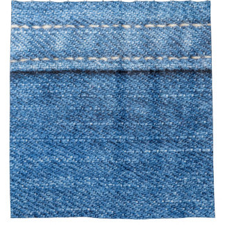 Denim Blue: klassieke jeans textuur. Douchegordijn